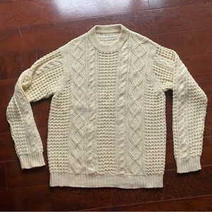 Vintage Cream Cable Knit Crewneck Sweater
